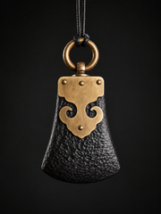 Hand-Carved Ebony & Brass Tibetan Amulet Necklace