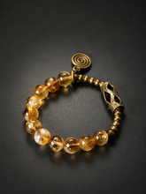 Tibetan Citrine & Vintage Brass Beaded Bracelet