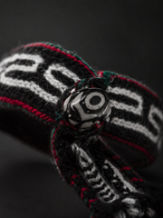 Hand-Woven Tibetan Wool Bracelet with Dzi Bead