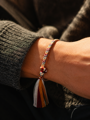 Tibetan Handmade Mulberry Silk Braided Bracelet with 925 Silver