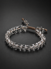 Adjustable Tibetan Clear Quartz Barrel Bead Bracelet