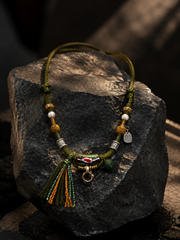 Handmade Tibetan Woven Necklace Cord with Universal Pendant Clasp