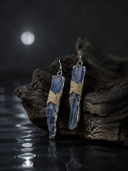 Tibetan Raw Blue Crystal Bamboo Woven Drop Earrings