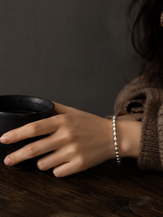 Tibetan 999 Fine Silver Barrel Bead Mala Bracelet