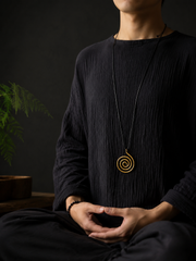 Handmade Brass Spiral Pendant Minimalist Zen Necklace