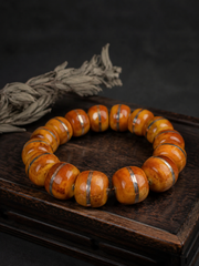 Handmade Tibetan Aged Yak Bone Inlaid Mala Bracelet