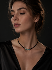 Tibetan Raw Turquoise & Black Agate Beaded Choker