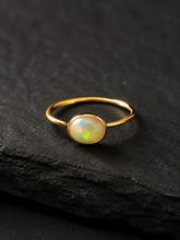 Vintage Oval Opal Ring - Gold Plated 925 Silver