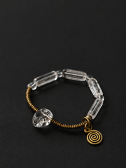 Vintage Tibetan Clear Quartz & Brass Bracelet
