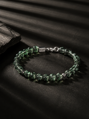 Unisex Green Phantom Quartz & 925 Silver Bracelet