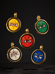 Hand-Painted Tibetan Thangka Buddha Eye Amulet Pendant