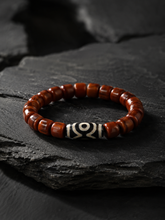 Tibetan 3-Eye Dzi Bead Natural Agate Bracelet