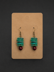 Vintage Tibetan Magnesite & Sandalwood Drop Earrings
