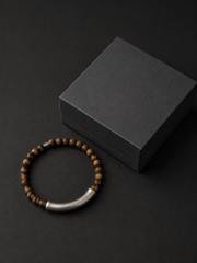 Tibetan Agarwood & Matte Silver Zen Bracelet
