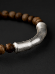 Tibetan Agarwood & Matte Silver Zen Bracelet