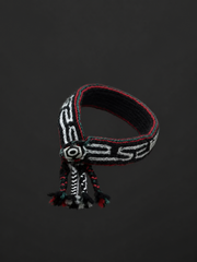 Hand-Woven Tibetan Wool Bracelet with Dzi Bead