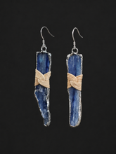 Tibetan Raw Blue Crystal Bamboo Woven Drop Earrings