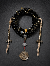 Tibetan Golden Obsidian 108 Mala Bead Wrap Bracelet