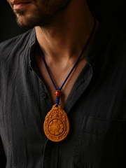 Tibetan Yak Bone Carved Jiugong Bagua Amulet Pendant