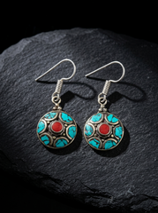Authentic Tibetan Turquoise Boho Drop Earrings