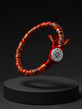 Tibetan Silk Vajra Knot Amulet Bracelet 999 Silver