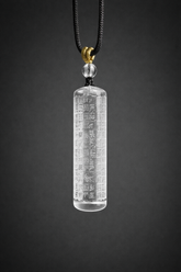 Tibetan Clear Quartz Heart Sutra Pendant Necklace
