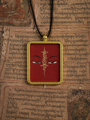 Tibetan Hand-Painted Buddha Eyes Thangka Pendant