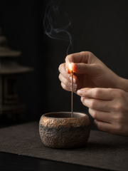 Tibetan Heart Sutra Ceramic Incense Holder for Zen Meditation