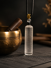 Tibetan Clear Quartz Heart Sutra Pendant Necklace