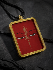 Tibetan Hand-Painted Buddha Eyes Thangka Pendant