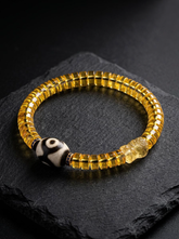 Tibetan 3-Eyed Dzi & Citrine Wealth Bracelet