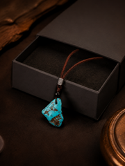 Tibetan Raw Turquoise S925 Silver Pendant Necklace
