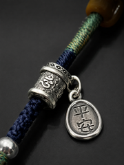 Handmade Tibetan Braided Pendant Cord with 999 Silver & Yak Bone