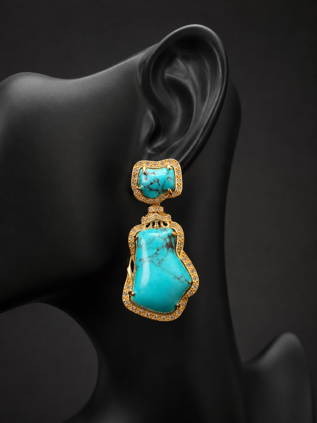Vintage Tibetan Simulated Turquoise Drop Earrings