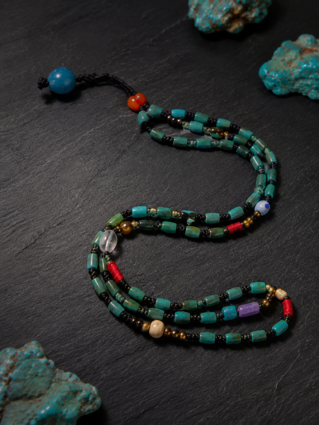 Vintage Tibetan Turquoise Wrap Mala Bracelet