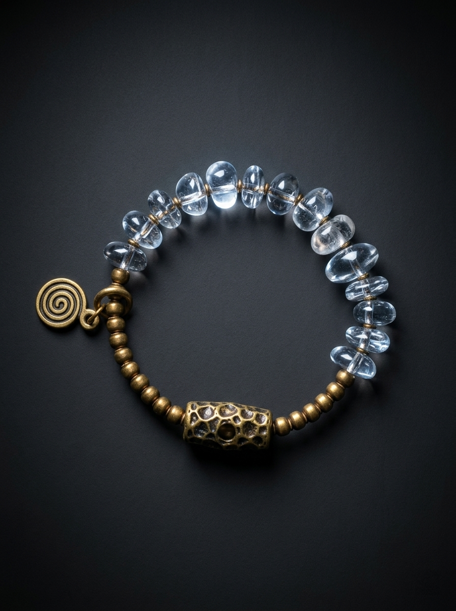 Tibetan Clear Quartz Bracelet - Minimalist Irregular Design