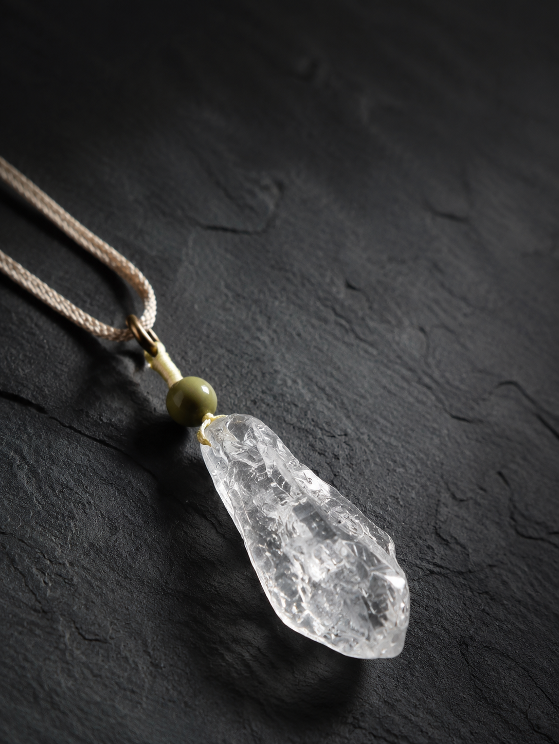Tibetan Raw Clear Quartz Pendant Necklace Unisex