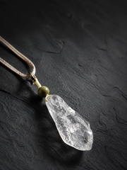 Tibetan Raw Clear Quartz Pendant Necklace Unisex