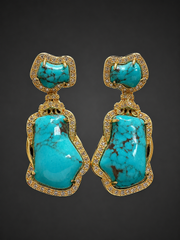Vintage Tibetan Simulated Turquoise Drop Earrings