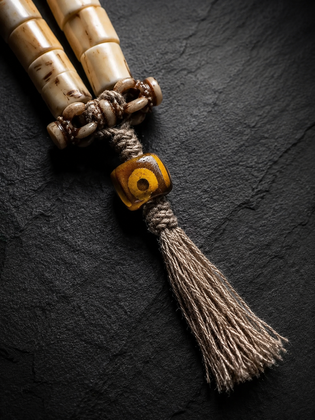 Handcrafted Tibetan Yak Bone & Antler 27-Bead Mala Bracelet