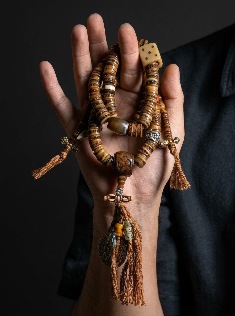 Authentic Tibetan Vintage Yak Bone 108 Mala Beads