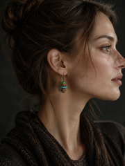 Vintage Tibetan Magnesite & Bodhi Dangle Earrings