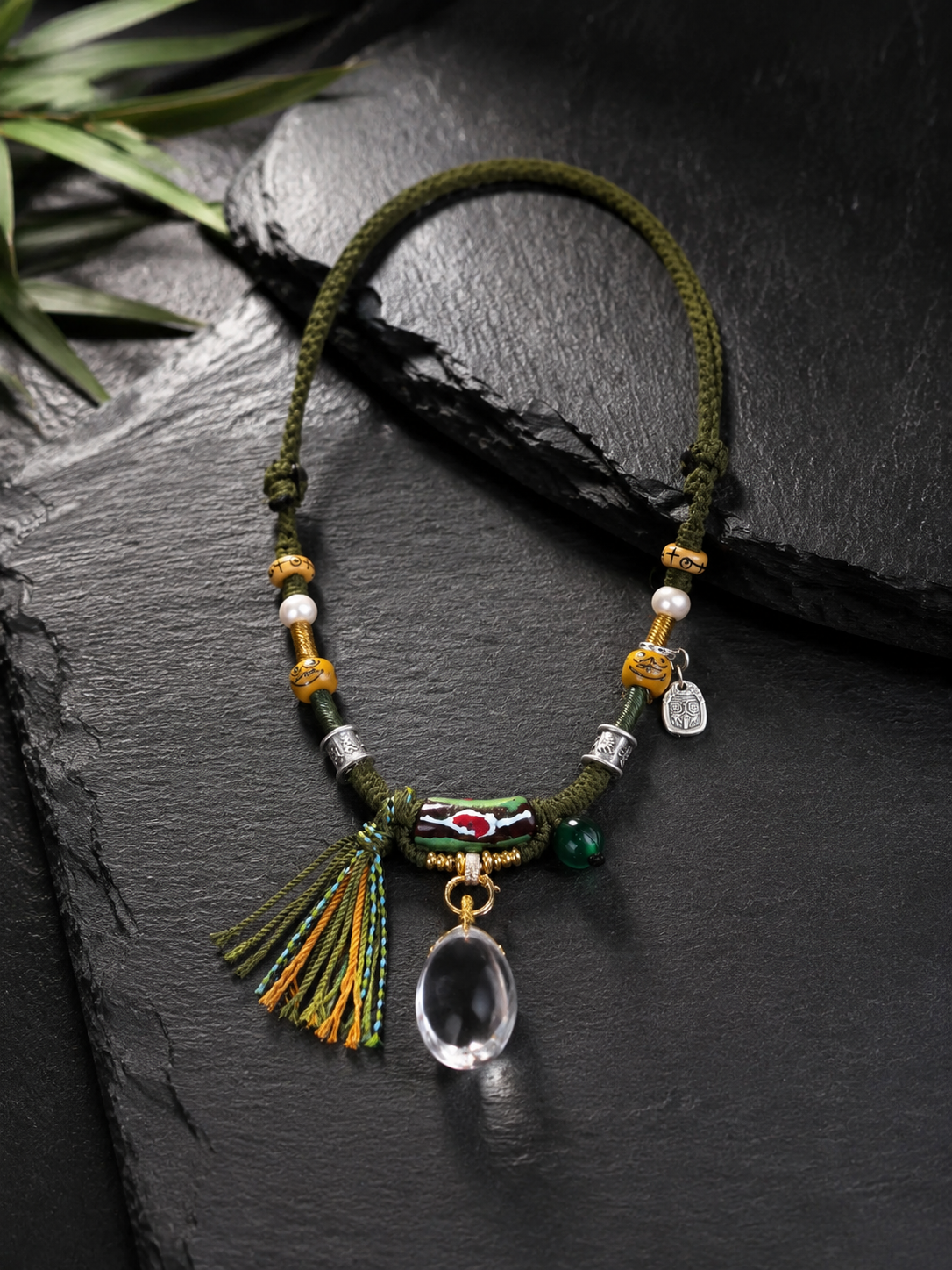 Handmade Tibetan Woven Necklace Cord with Universal Pendant Clasp