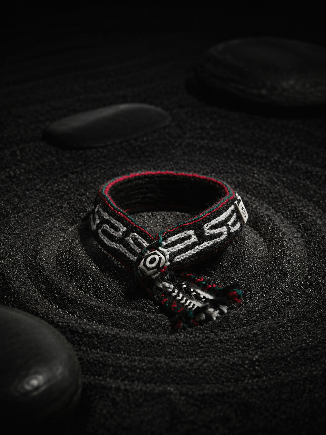 Hand-Woven Tibetan Wool Bracelet with Dzi Bead
