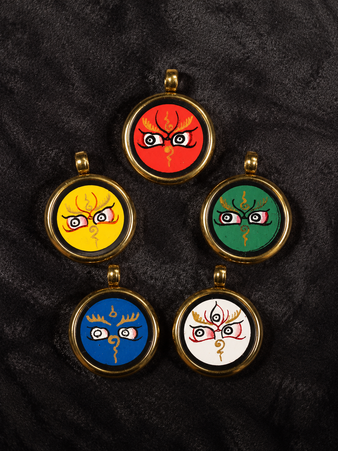 Hand-Painted Tibetan Thangka Buddha Eye Amulet Pendant