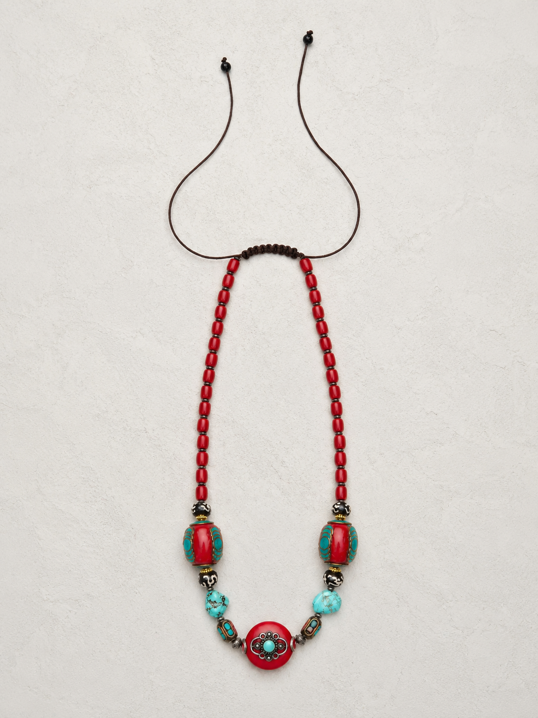 Handmade Tibetan Vintage Red Beaded Necklace