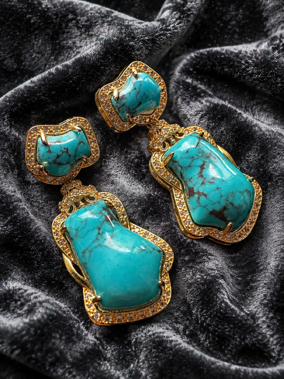 Vintage Tibetan Simulated Turquoise Drop Earrings