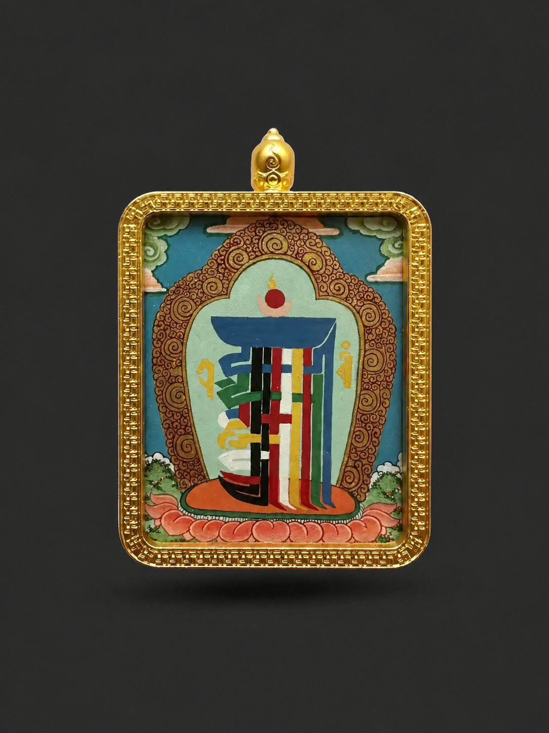 Hand-Painted Kalachakra Thangka Pendant Amulet