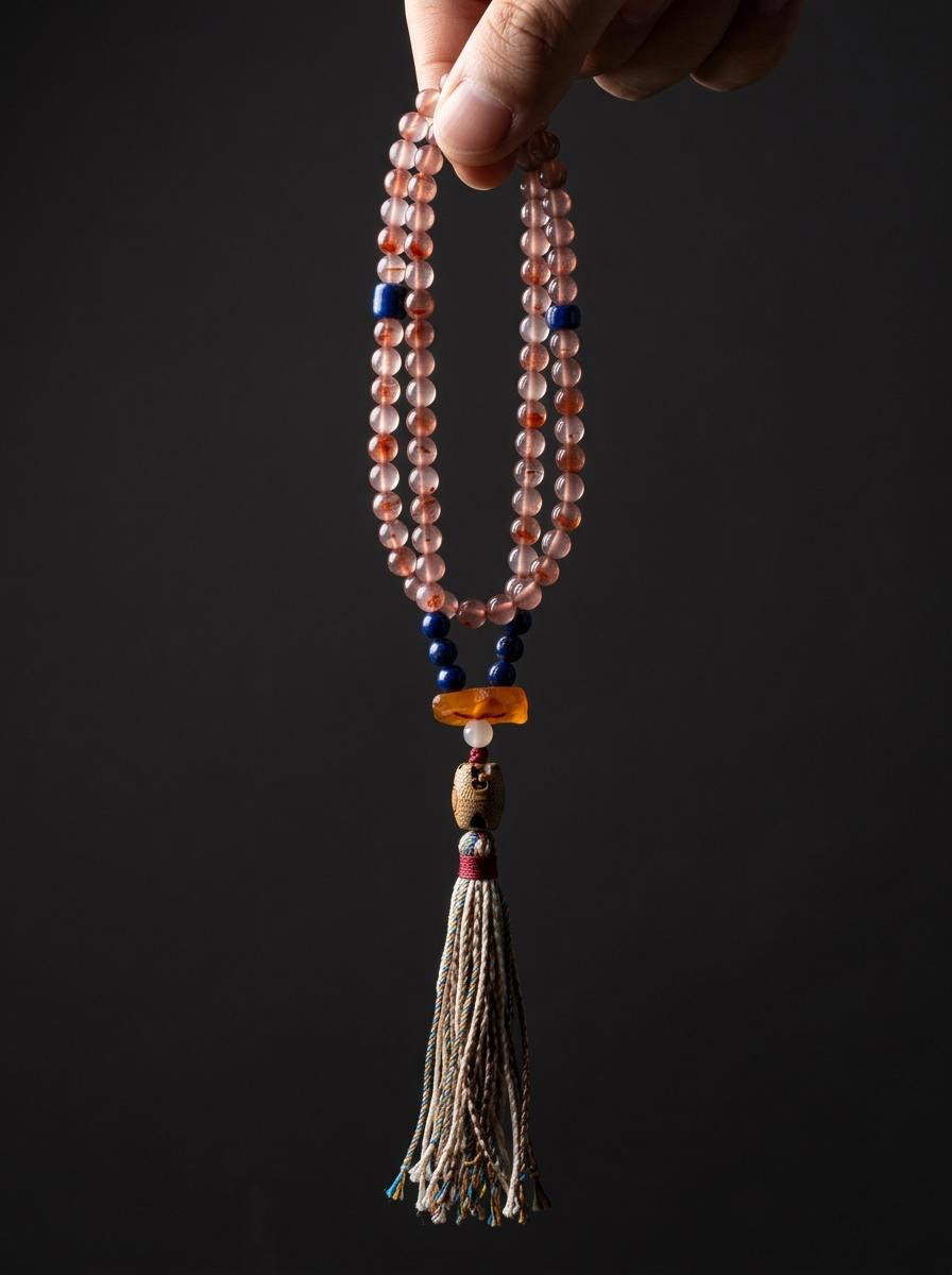Men's Tibetan Red Agate & Lapis Lazuli 108 Mala Bracelet