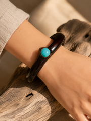 Authentic Tibetan Black Vine & Turquoise Bracelet